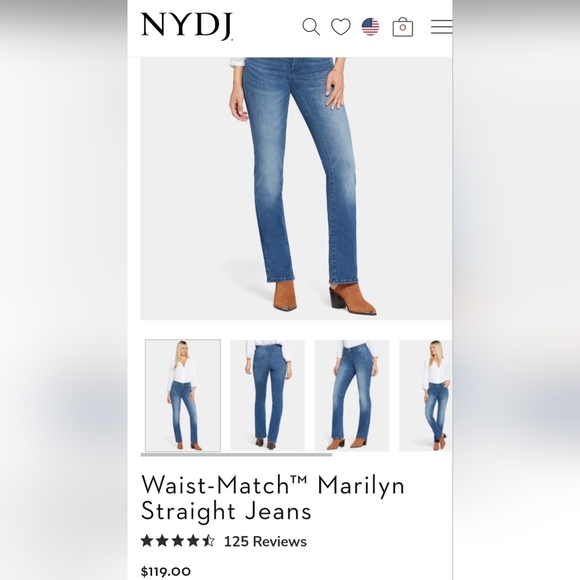 NYJD XS waist match jeans with lift x tuck technology dark wash - Picture 1 of 8